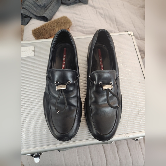 PRADA LEATHER LOAFERS - Picture 1 of 8
